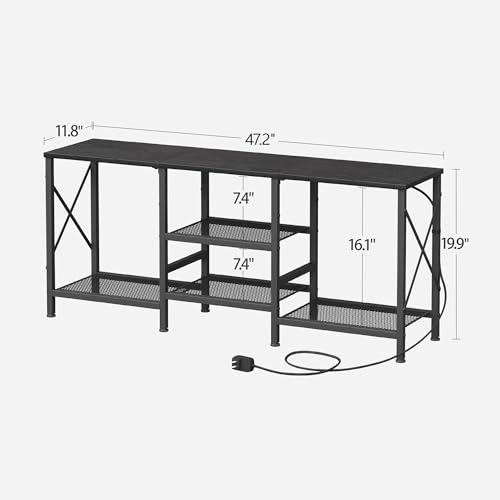 JARHETUN TV Stand with LED Lights for 55 Inch TV, Entertainment Center with 3-Tier Open Shelves, TV Console Table for Living Room, Bedroom, Black - color: Black With Led Light