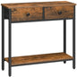 HOOBRO 29.5" Narrow Console Table with 2 Fabric Drawers, Small Entryway Table with 2-Tier Storage Shelves, Sofa Table, Behind Couch Table, for Living Room, Hallway, Rustic Brown and Black BF71XG01 - color: Rustic Brown and Black