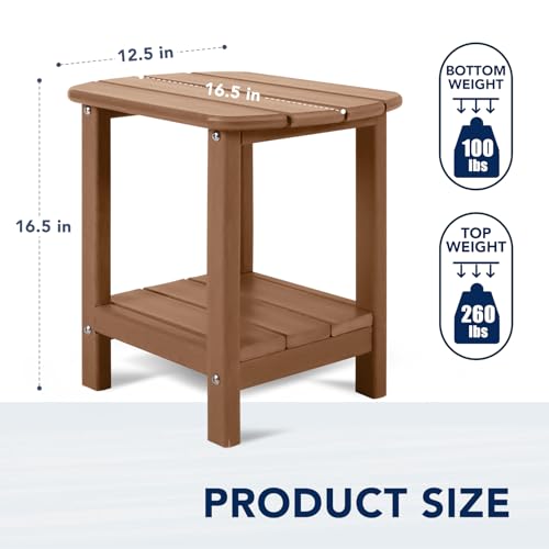 nalone Adirondack Side Table 16.5" Outdoor Side Table HDPE Plastic Double Adirondack End Table Small Table for Patio (Teak) - color: Teak