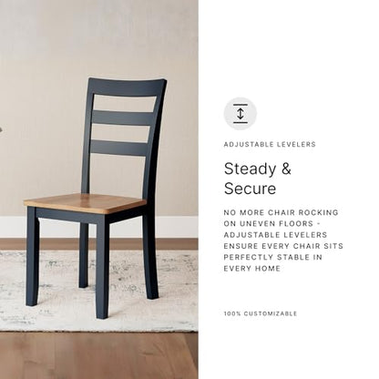 Signature Design by Ashley Gesthaven Solid Wood Frame Dining Chair, Set of 2, Blue/Natural - color: Light Brown & Blue