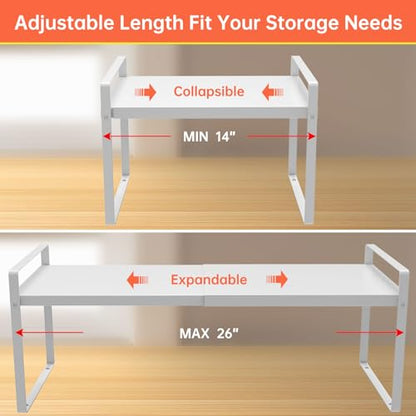 Expandable Cabinet Shelf Rack 9" Wide – Fits 14" to 25" Cabinets (White) | Expandable 14" to 25", Fits Most Standard Cabinets, Heavy Duty Metal, Non-Slip, for Kitchen, Pantry, Spices, Cans & Bottles - color: 9" wide ( 1 PACK)