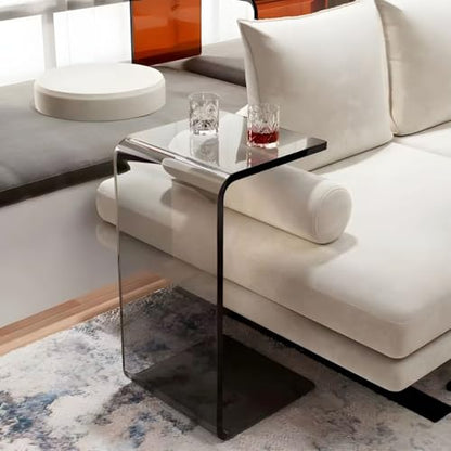 Side Table,C Shaped End Table, Acrylic Sofa Side Table, Bedside Table for Bedroom Small Simple Modern Coffee Table Suitable for Living Room (Smoke Gray) - color: Smoke Gray