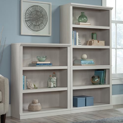 Sauder 5 Tier Book Shelf Wooden Bookcase Multipurpose Bookshelf for Home Office, Living Room, in Glacier Oak - color: Glacier Oak