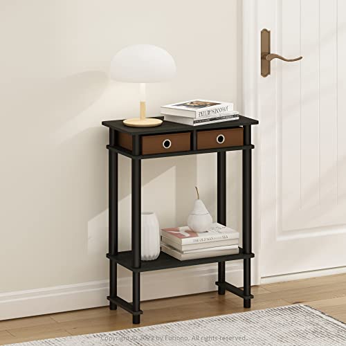 Furinno Turn-N-Tube Tall-Wide Hallway Console Table with Bin, Espresso/Brown - color: Espresso/Brown, size: 1-Pack