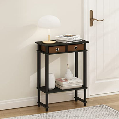 Furinno Turn-N-Tube Tall-Wide Hallway Console Table with Bin, Espresso/Brown - color: Espresso/Brown, size: 1-Pack