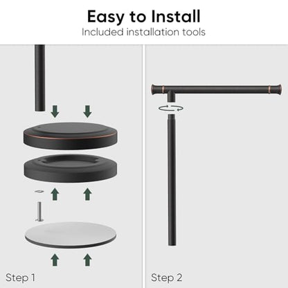 Hoimpro 13" Oil Rubbed Bronze Stand Hand Towel Holder Bathroom Kitchen Countertop Towel Rack Towel Bar Ring Free Standing Counter T Bath Accessories Freestanding Vanity Sink Hardware Stainless Steel - color: Oil Rubbed Bronze
