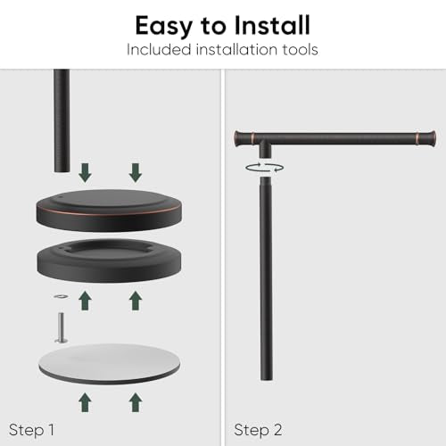 Hoimpro 13" Oil Rubbed Bronze Stand Hand Towel Holder Bathroom Kitchen Countertop Towel Rack Towel Bar Ring Free Standing Counter T Bath Accessories Freestanding Vanity Sink Hardware Stainless Steel - color: Oil Rubbed Bronze