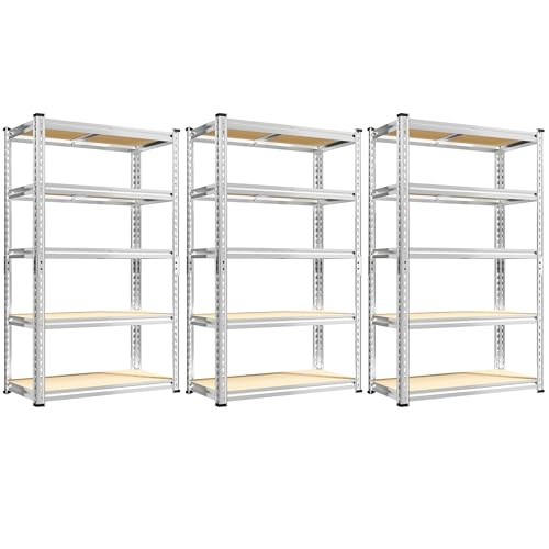 REIBII Storage Shelves 2020LBS Garage Shelving Heavy Duty Metal Shelving Adjustable 5 Tier Pantry Shelves for Garage Closet Kitchen Basement 28" W x 12" D x 59.8" H, 3 Pack - size: 28"W x 12"D x 59.8"H