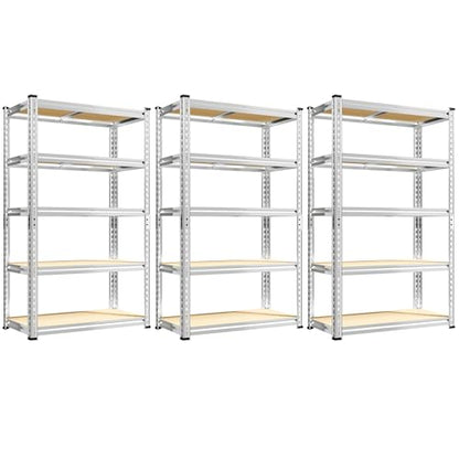 REIBII Storage Shelves 2020LBS Garage Shelving Heavy Duty Metal Shelving Adjustable 5 Tier Pantry Shelves for Garage Closet Kitchen Basement 28" W x 12" D x 59.8" H, 3 Pack - size: 28"W x 12"D x 59.8"H
