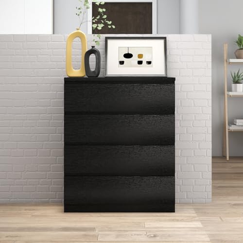 Nightstand with Drawers, Bedside Table with Drawers, Sofa Side Table Storage Cabinet, Night Stand for Bedroom Living Room (1, 4 Drawers Black, 31.5" W×15.7" D×38.1" H) - color: 4 Drawers Black, 31.5"w