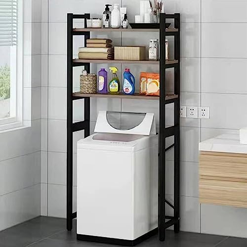 1 Set Over The Toilet Storage, 3-Tier Bathroom Laundry Storage Rack Space-Saving Organizer Household Supplies (Black) - color: Black
