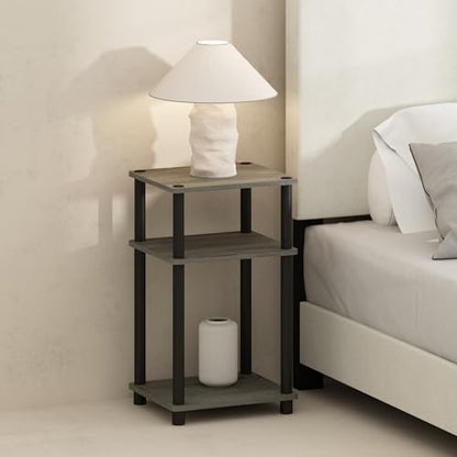 Furinno Just 3-Tier Turn-N-Tube Open Storage Nightstand, 2-Pack, Plastic Poles, French Oak/Black - color: French Oak/Black, size: 2-Pack