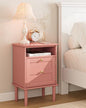 Nightstand, Boho Night Stand with 1 Drawers, Modern Side Accent Table with Open Shelf, Wooden Top Bedside End Table for Bedroom, Living Room, Pink - color: Pink