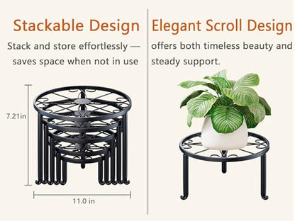 5-Pack Heavy Duty Plant Stand, Metal Flower Pot Holder for Indoor Outdoor Use - color: Diamond-White