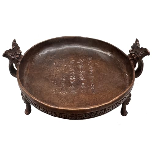 Antique Brass Decoration Tray, Mini Vintage Jewelry Trays Pillar Candle Pedestal Dish Holder Ideal for Rings,Display Risers Decor Trinkets and Small Artwork