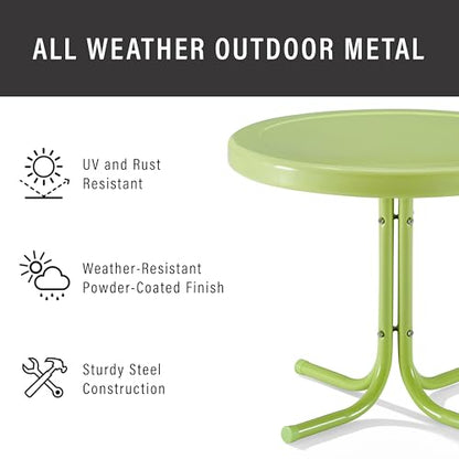 Crosley Furniture Griffith Weather Resistant Retro Metal Outdoor Side Table for Patio, Deck, Porch, Key Lime - color: Key Lime