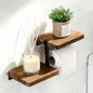 YIGII Toilet Paper Holder with Shelf - Self Adhesive Wooden Tissue Paper Roll Holder, Bathroom Wall Mounted Toilet Paper Roll Holder with Wipes Storage