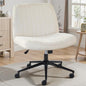OLIXIS Criss Cross Office Chair, Vanity Chair, Home Office Desk | Wide Seat, Height Adjustable, Comfy Fabric, Armless No Wheels, Bedroom, Study Room, Beige - color: Beige