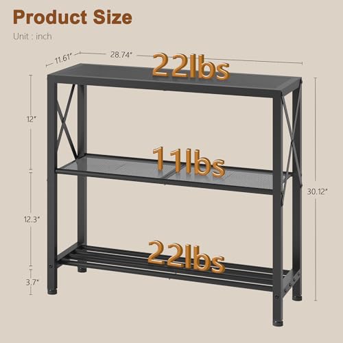 Hoctieon Industrial Console Table, 3-Tier Entryway Table, Metal Frame, Sofa Tables with Shelf, Hallway Desk, Entrance Desk for Entryway, Living Room, Foyer, Hallway, Black - color: Black, size: 1 Pack