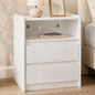 24" Tall Nightstand with Charging Station Including USB-C, Modern Bedside Table and Sofa End Table - White, 2 Drawers, 1-Pack - color: White, size: 1-Pack, style: 2 Drawers