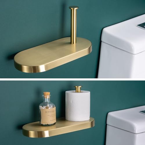 RANDOM Brushed Gold Toilet Paper Holder with Shelf SUS 304 Stainless Steel Bathroom Accessories Tissue Holder Roll Dispenser Storage Wall Mounted.93088BG - color: A-brushed Gold