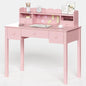 FUNKOCO Pink Writing Desk with Hutch & 5 Drawers - 40 Inch Modern Computer Workstation for Home Office, Teen Desk, Small Study Desk, Ideal for Gift - color: 4-large Pink