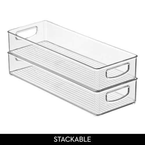 iDesign Slim Extra Long Clear Storage Bin, 2-Pack | Narrow, Stackable, Kitchen or Pantry Organizer - size: 16 x 6 x 3, style: Pack of 2