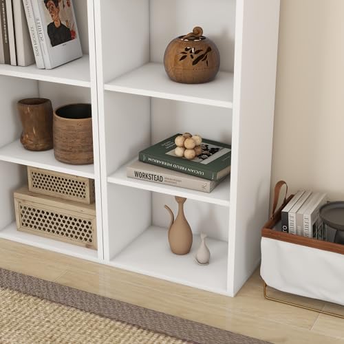Panana 8 Tier Storage Shelf Bookcase, Slim Organizer Shelves Cabinet Tall Narrow Media Tower Rack Display Bookshelf for Home Office (White) - color: White