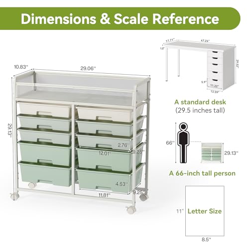 Rolling Craft Cart with 10 Drawers, Art Craft Organizers and Storage with Lockable Wheels, Utility Cart for Organizing Arts and Crafts,Yarn,Toy, School Supplies,Nail Product - size: 10-Drawers(1 Pack)