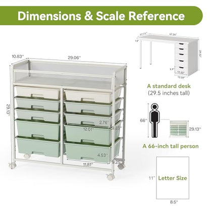2 Pack Rolling Craft Cart with 10 Drawers, Art Craft Organizers and Storage with Lockable Wheels, Utility Cart for Organizing Arts and Crafts,Yarn,Toy, School Supplies - size: 10-Drawers(2 Pack)