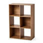 6-Cube Storage Organizer, Bookcase, 3 Open & 3 Closed Back Shelves, Vertical/Horizontal Placement, 11" Cubes (Warm Walnut) - color: Warm Walnut