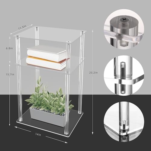 Jusalpha 3-Tier Heavy Duty Acrylic End Tables, Small Nightstand/Side Table for Living Room, Bedroom, Home Accent Side Table, 14''x 11.5''x 23.2'' - size: 3 Tier