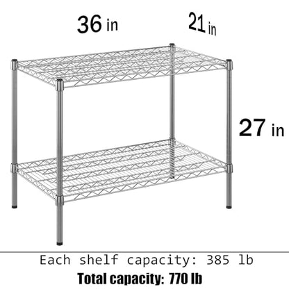 21" Deep x 36" Wide x 27" Height Wire Shelving Kit | 2-Tier | NSF Commercial Storage Rack Unit - size: 21" Deep x 36" Wide