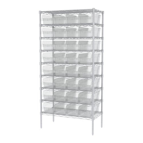 Akro-Mils 30088 Plastic Nesting ShelfMax Storage Bin Box, (18-Inch x 8-Inch x 6-Inch), Clear, (8-Pack) - color: Clear
