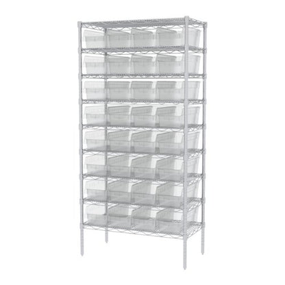 Akro-Mils 30088 Plastic Nesting ShelfMax Storage Bin Box, (18-Inch x 8-Inch x 6-Inch), Clear, (8-Pack) - color: Clear