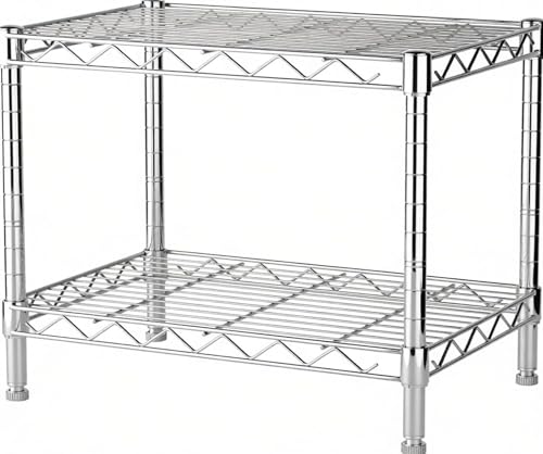 Xcity Storage Shelves, 2 Tier Heavy Duty Metal Shelving Unit with Wheels, 700 LBS Adjustable Steel Wire Shelf for Commercial, Pantry, Kitchen, Garage, 14" D x 24" W x 20" H, Chrome - color: Chrome, size: 24"W x 14"D x 20"H, 2-Tier