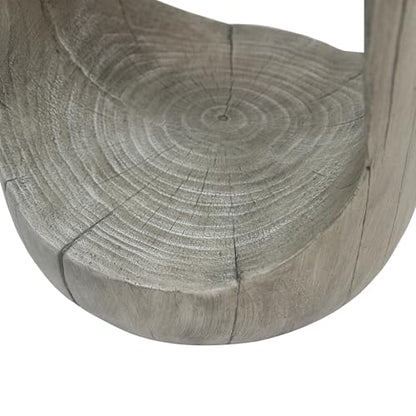 Hollow Tree Stump Accent Side Table, MgO Faux Wood Concrete End Table No Assembly Wabi Sabi Plant Stand Stool Indoor Covered Outdoor Gray - color: 1pcs-shape-a-gray