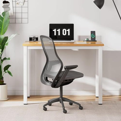 sogesfurniture Computer Office Desk Computer Table with BIFMA Certification Sturdy Office Desk Writing Desk,Teak&Black,BHUS-AC3BW-8040