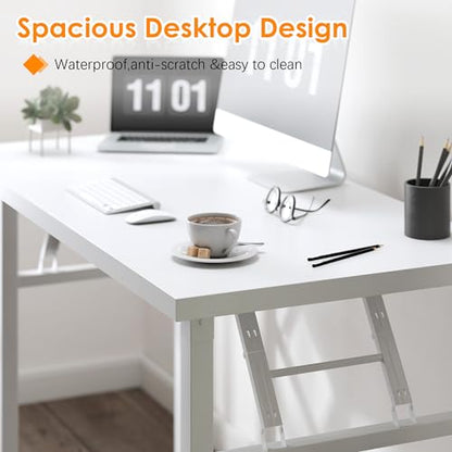 Need 47 inches Computer Desk Office Desk Folding Table with BIFMA Certification Computer Table Workstation, White AC5DW-120 - color: White, size: 47 inches