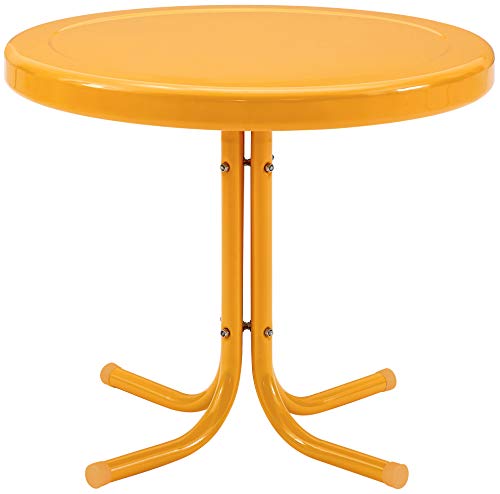 Crosley Furniture Griffith Weather Resistant Retro Metal Outdoor Side Table for Patio, Deck, Porch, Tangerine - color: Tangerine