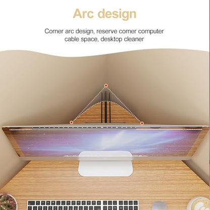 Corner Desk, Small Computer Desk with Drawers and Storage Shelves, Triangle Corner Computer Desk Writing Study Table for Home, Office, Workstation, Bedroom Light Brown