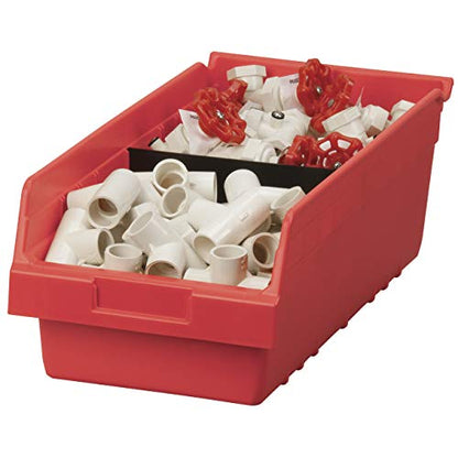 Akro-Mils 30088 Plastic Nesting ShelfMax Storage Bin Box, 18x8x6-Inch, Red (8-Pack) - color: Red
