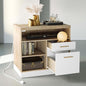 2 Drawer Wood File Cabinet for Home Office Storage, White Wanult | Filing Cabinet for A4 / Letter Documents, 31.5"W * 19.5"D * 29.5"H, Credenza w/ Built-in Power Outlet, Printer Stand - color: Light Walnut