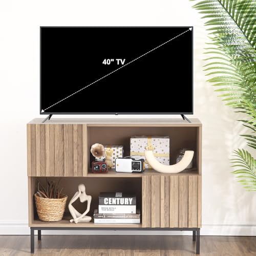 Entryway Table with Storage, Farmhouse Entrance Console Table Sideboard Buffet Cabinet with Storage Shelves and Metal Legs, Sofa Table Accent Cabinet for Living Room Hallway