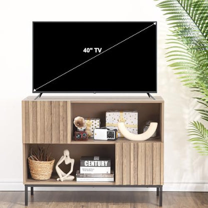 Entryway Table with Storage, Farmhouse Entrance Console Table Sideboard Buffet Cabinet with Storage Shelves and Metal Legs, Sofa Table Accent Cabinet for Living Room Hallway