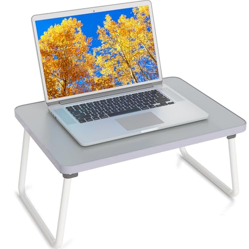 Foldable Lap Desk, Laptop Stand Bed Table Tray for Couch | Portable Breakfast Serving Tray, Lightweight Mini Lap Table, Works Great as Tablet Desk for Working, Reading & Writing, Gray - color: Gray