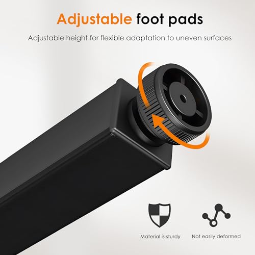 DlandHome 39 inches Small Computer Desk for Home Office, Black | Gaming Study Writing Desk, Modern Simple Computer Table, Sturdy Metal Frame, Adjustable Feet, Compact Modern Design - color: Black Walnut + Black, size: 39 inch