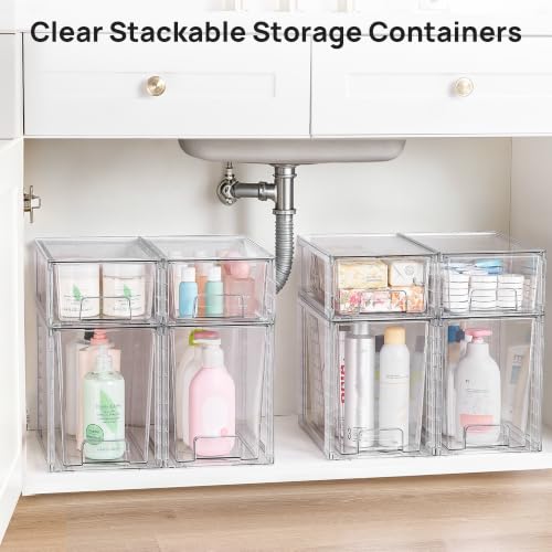 Vtopmart Clear Stackable Storage Drawers - style: 4 Large+4 Small