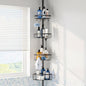 Corner Shower Caddy Tension Pole: Stainless Steel Rustproof 4-Tier Shower Organizer - 47-121 inch Adjustable Bathroom Shelves for Bathtub Shampoo Storage - Tension Rod Floor Standing Bath Rack - Black - style: A Style-Black