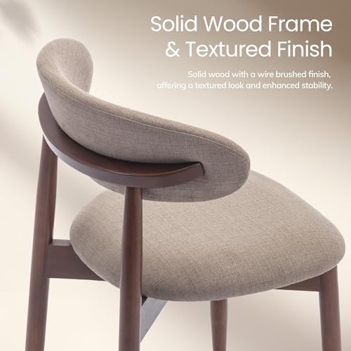 COLAMY Mid-Century Modern Wooden Dining Chair Set of 6, Indoor Upholstered Kitchen Chairs with 2.6" Cozy Padded Seat, Walnut Finish Side Dining Chair, [Camel] - color: Camel, size: 6 Chairs